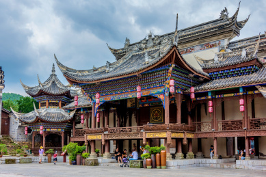 中国贵州黔东南下司古镇芦笙广场古戏台