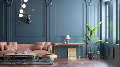 3d渲染欧式客厅皮沙发家居装修效果图