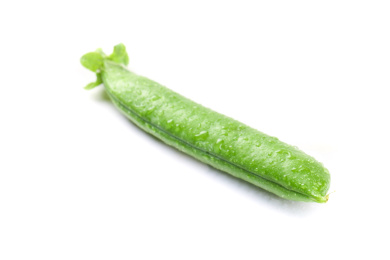 白底上放着一个青豆荚