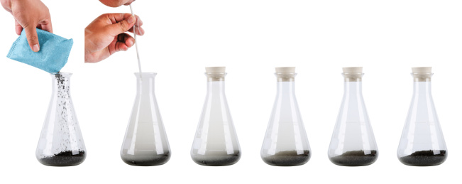 椰壳活性炭净化烟雾实验过程图