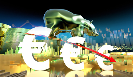 货币符号与熊市经济，经济衰退，欧元符号