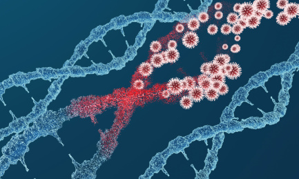 被病毒感染破坏的DNA，生物科技病毒侵入