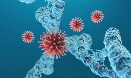 被病毒感染破坏的DNA，生物科技病毒侵入