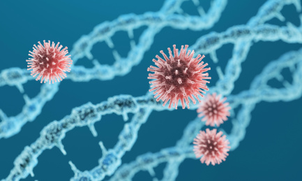 被病毒感染破坏的DNA，生物科技病毒侵入