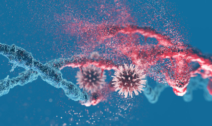 被病毒感染破坏的DNA，生物科技病毒侵入