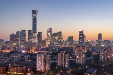 中国北京国贸中国尊CBD区域日落与蓝调夜景