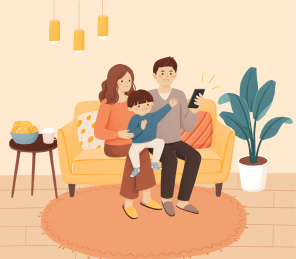 家人手机视频拍照插画