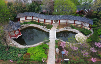 中国山东枣庄山亭区城市公园春日美景