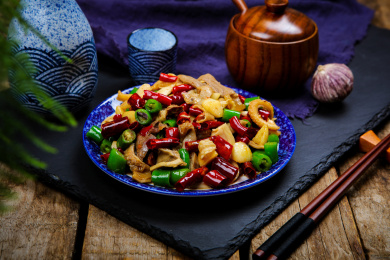 中餐美食小吃辣椒爆炒牛杂