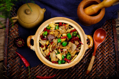 中餐美食小吃辣椒爆炒牛杂