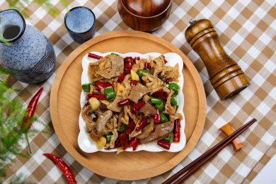 中餐美食小吃辣椒爆炒牛杂