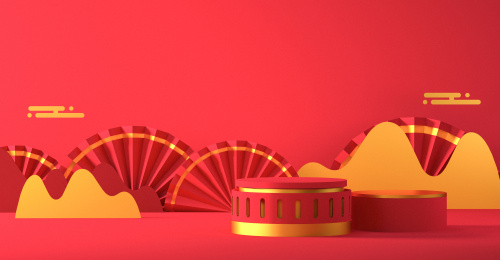 3D中国风创意展台空间背景