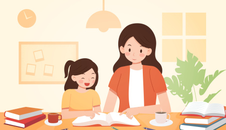 和妈妈一起的亲子阅读学习时间