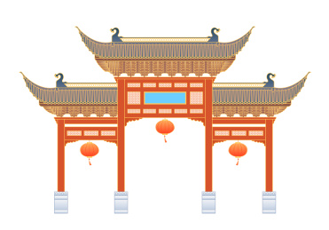 南京夫子庙矢量插画