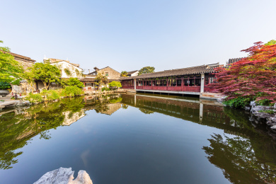 中国江苏苏州园林艺圃风光