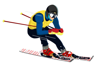 冰雪运动双板滑雪人物矢量插画素材