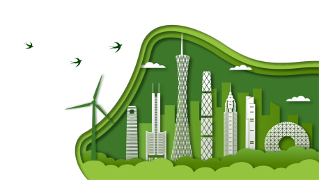 中国广东广州市城市景观剪纸风矢量插画