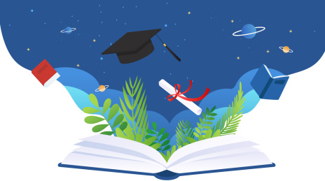 开学打开的学习书本概念插画