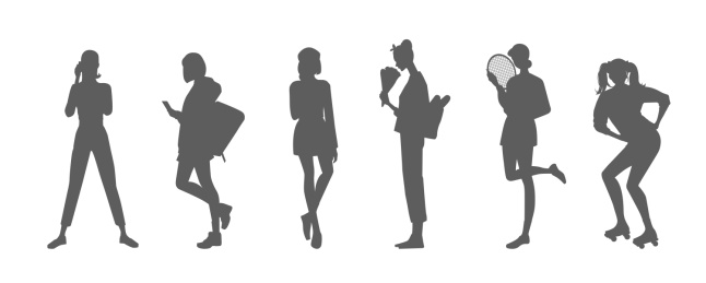 青年女生手绘创意剪影