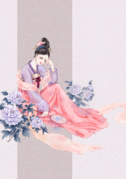 牡丹花与汉服少女