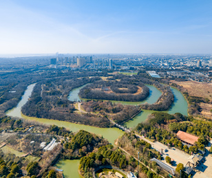 中国江苏省常州武进区淹城春秋乐园航拍