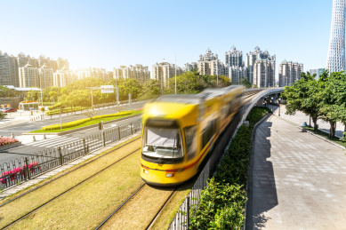 中国广东广州轻轨观光交通巴士