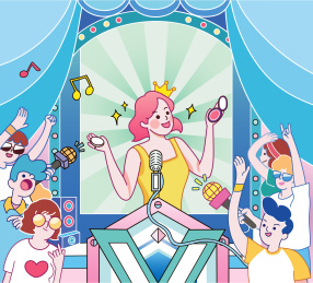 网红直播间矢量插画