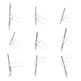 拿着毛笔写书法的手势