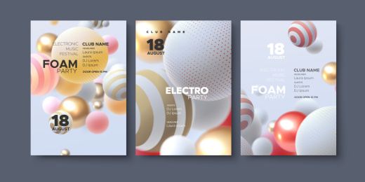 圆点粉白色金球海报设计集合