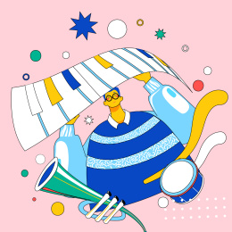 弹琴的人矢量插画