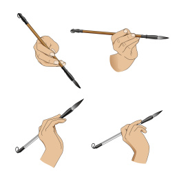 右手握毛笔写书法的手势