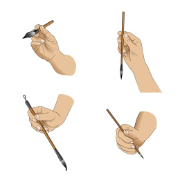 右手握毛笔写书法的手势