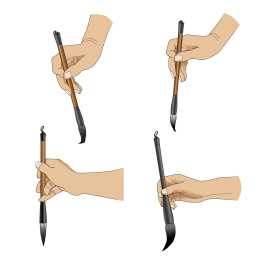 右手握毛笔写书法的手势