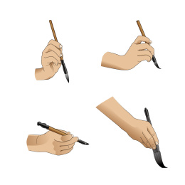 右手握毛笔写书法的手势