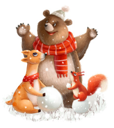 下雪天动物玩雪