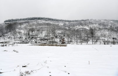 山东枣庄山亭区山乡雪景