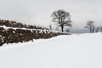 山东枣庄山亭区山乡雪景