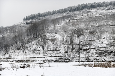 山东枣庄山亭区山乡雪景