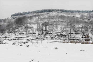 山东枣庄山亭区山乡雪景