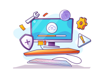 电脑显示上传云端内容矢量插画