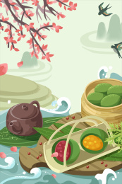 清明青团矢量插画