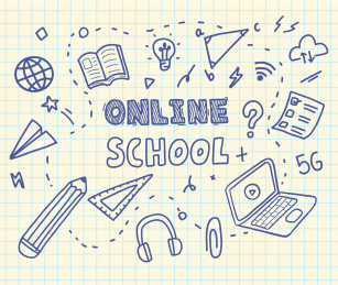 手绘涂鸦在线网络教育网校作业本背景图标