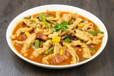 中餐美食-东北菜-排骨豆角焖卷子