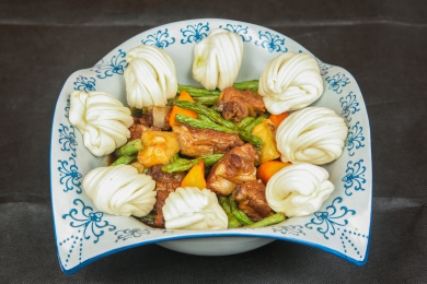 中餐美食-东北菜-排骨豆角焖卷子