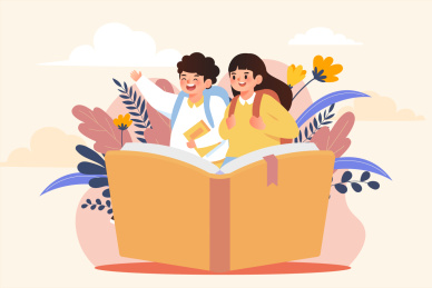 小学生去上学插画