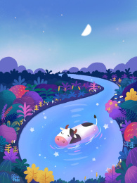 星月夜插画