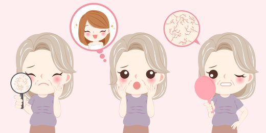 女人衰老创意设计插图