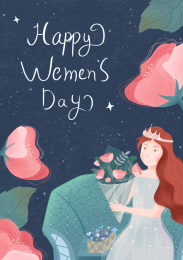 手绘女神节海报
