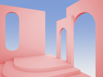 3D渲染彩色的产品展示台场景