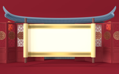 中国风圣旨背景 3D渲染
